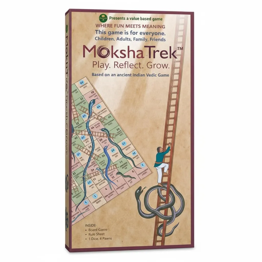 Moksha Trek Board Game for Kids & Families – Ancient Indian Wisdom Snakes and Ladders, Educational Spiritual Game, Party & Family Fun
